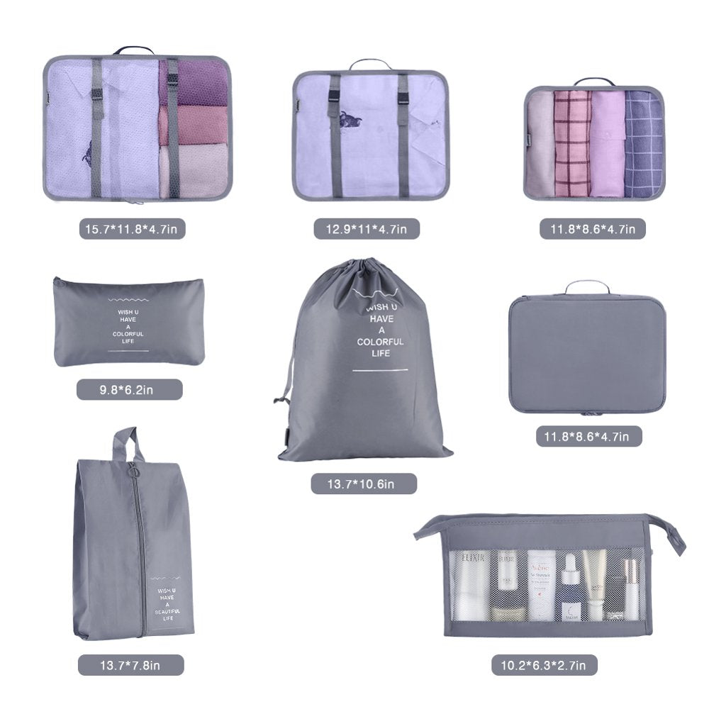 TravelWell PackPro: 8-Piece Travel Packing Set for Organized Adventure